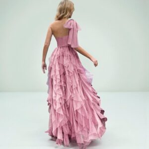 Vestido Rosa Una Manga