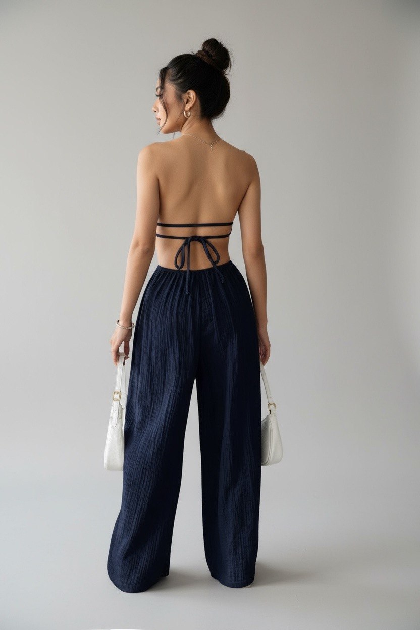 Mono largo Azul Strapless 2 Conjuntos sin mangas