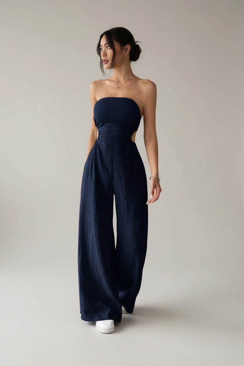 Mono largo Azul Strapless 1 Conjunto Azul Strapless