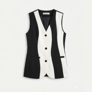 Blusa chaleco blanco y negro