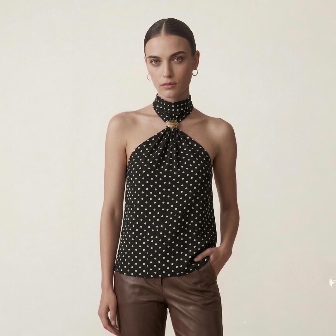 Blusa negra de cuello alto 1 Blusa negra de cuello alto