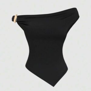 Blusa negra hombro caido