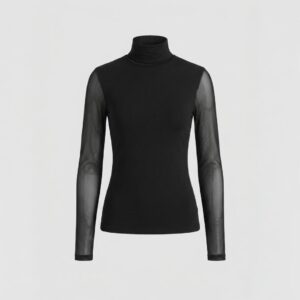 Blusa negra malla y cuello alto