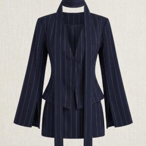 Conjunto Azul Manga Larga Rayado