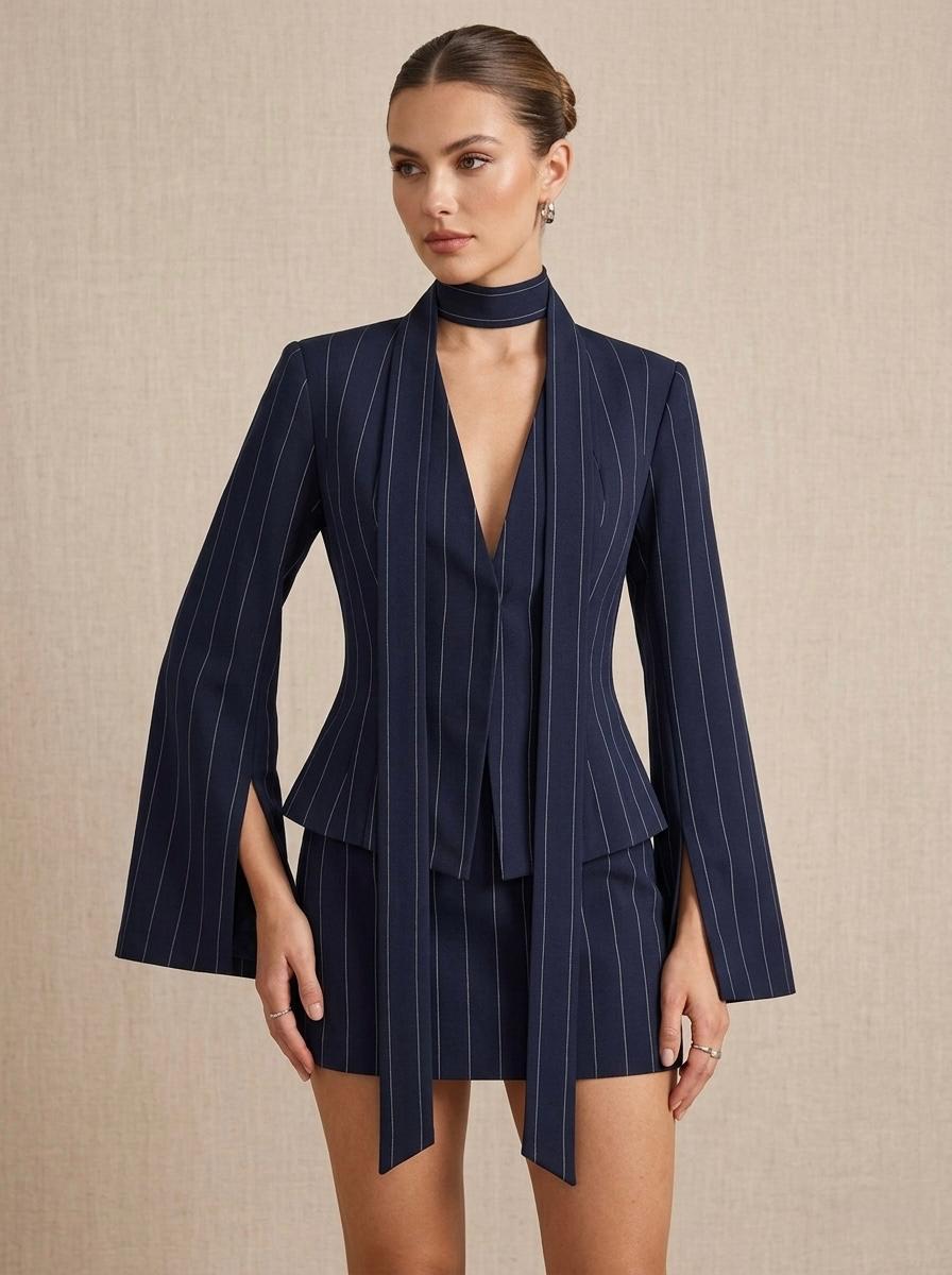 Conjunto Azul Manga Larga Rayado 1 Conjunto Azul Manga Larga Rayado