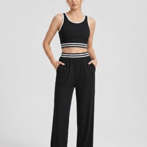 Conjunto Negro Franjas Blancas