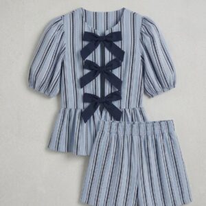 Conjunto Short Azul Rayado