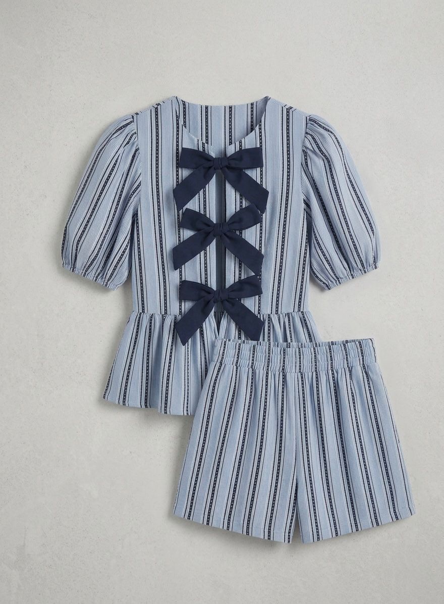 Conjunto Short Azul Rayado 2 Conjunto Short Azul Rayado