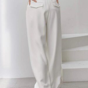 Pantalon de tela blanco (3) Pantalon blanco de tela