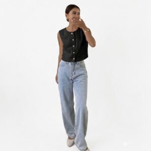 Blusa Negra Tipo Chaleco