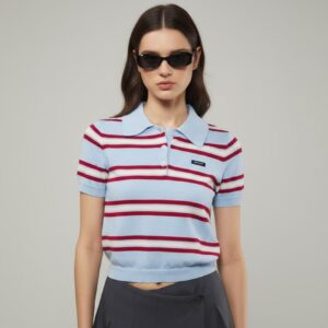 Blusa Tricolor Con Cuello