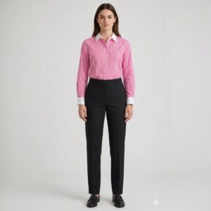 Con una combinación clásica y delicada, esta camisa rosa con cuello blanco destaca por su estilo refinado y atemporal. Su diseño aporta un aire fresco y femenino, mientras que el contraste del cuello blanco añade un toque de elegancia que realza cualquier conjunto. Versátil, cómoda y fácil de combinar, es una prenda ideal para crear looks sofisticados tanto para el día a día como para ocasiones especiales.