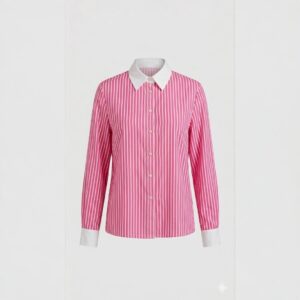 Camisa rosa con cuello blanco