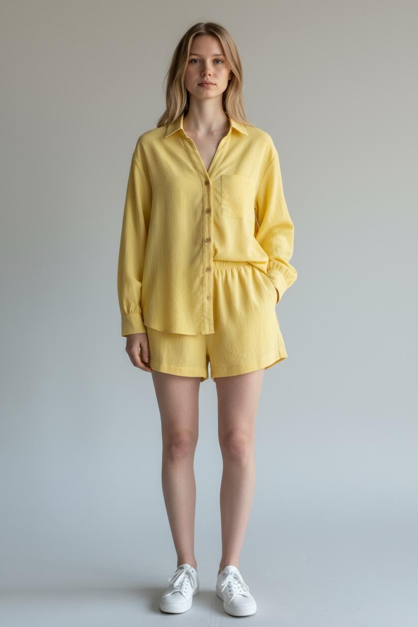 Conjunto Camisa y Short Amarillo 1 Conjunto Camisa y Short Amarillo