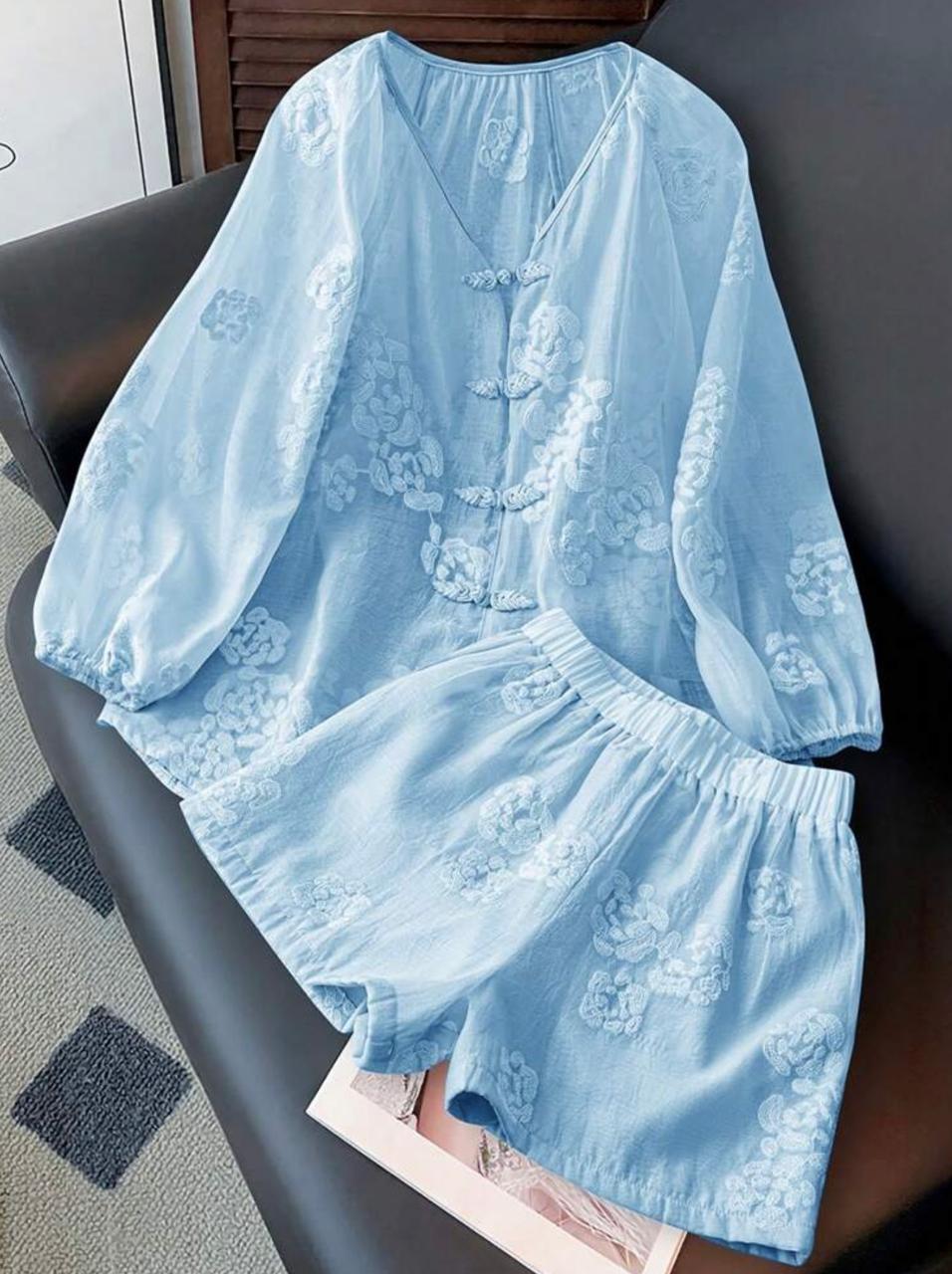 Conjunto Camisa y Short Azul Claro 4 Conjunto Camisa y Short Azul Claro