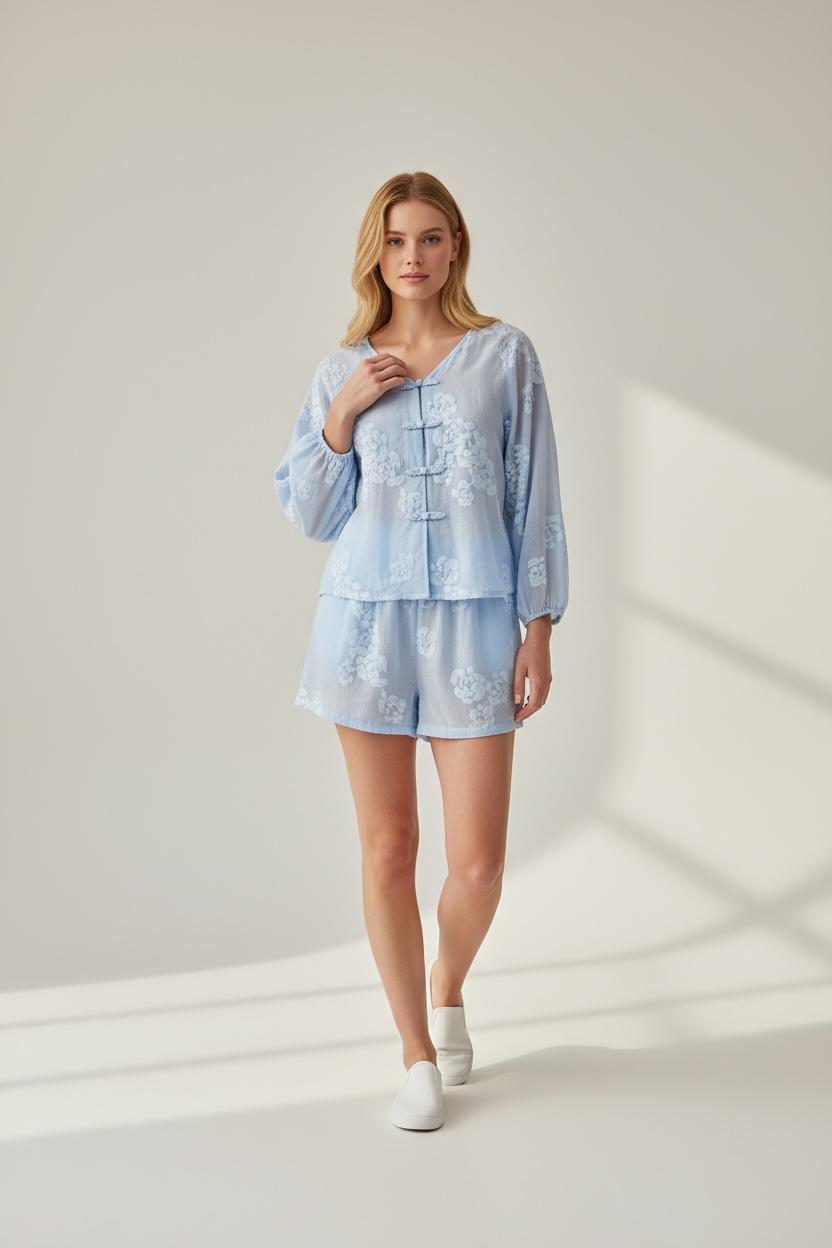 Conjunto Camisa y Short Azul Claro 1 Conjunto Camisa y Short Azul Claro