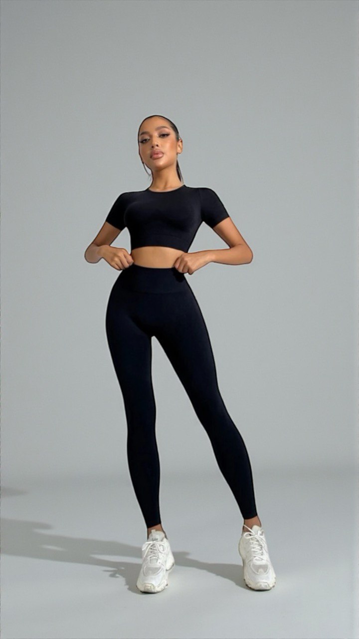 Conjunto Deportivo Negro Manga Corta 1 Conjunto Deportivo Negro Manga Corta
