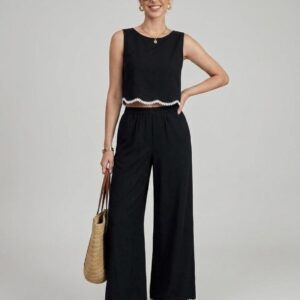 Conjunto Negro top con detalles