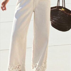 Jean Blanco Con Detalles
