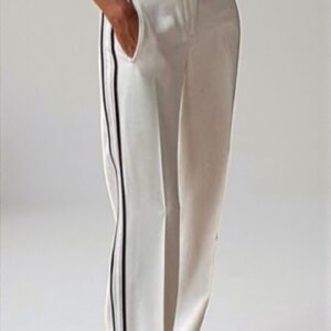 Pantalon Blanco Lineas Negras