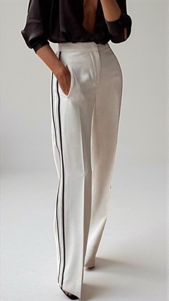 Pantalon Blanco Lineas Negras 1 Pantalon Blanco Lineas Negras
