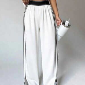 Pantalón Deportivo Blanco Con Lineas