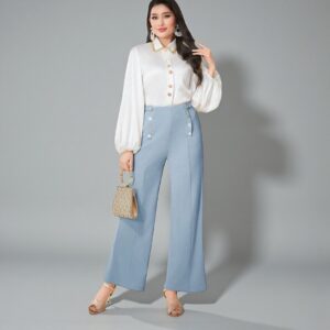 Pantalon Tela Azul Claro