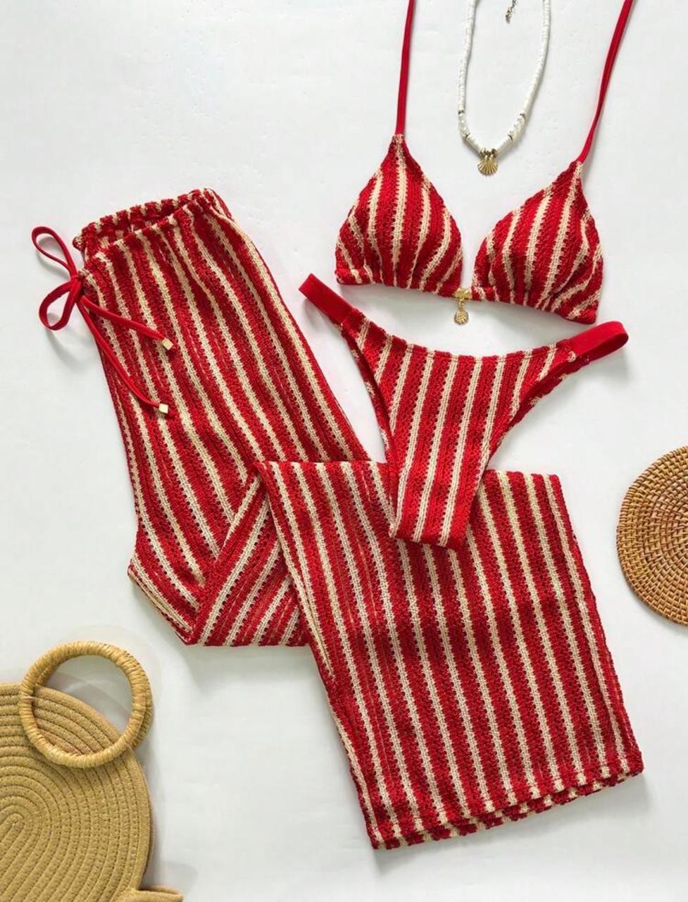 Traje De Baño Rojo Rayado 3 Traje De Baño Rojo Rayado