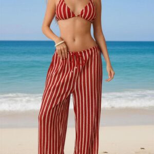 Traje De Baño Rojo Rayado (3) Traje De Baño Rojo Rayado