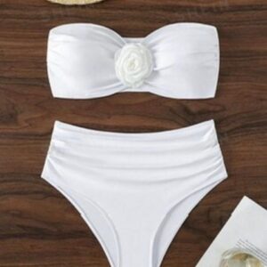 Traje de baño blanco strapless (2) Traje de baño blanco strapless