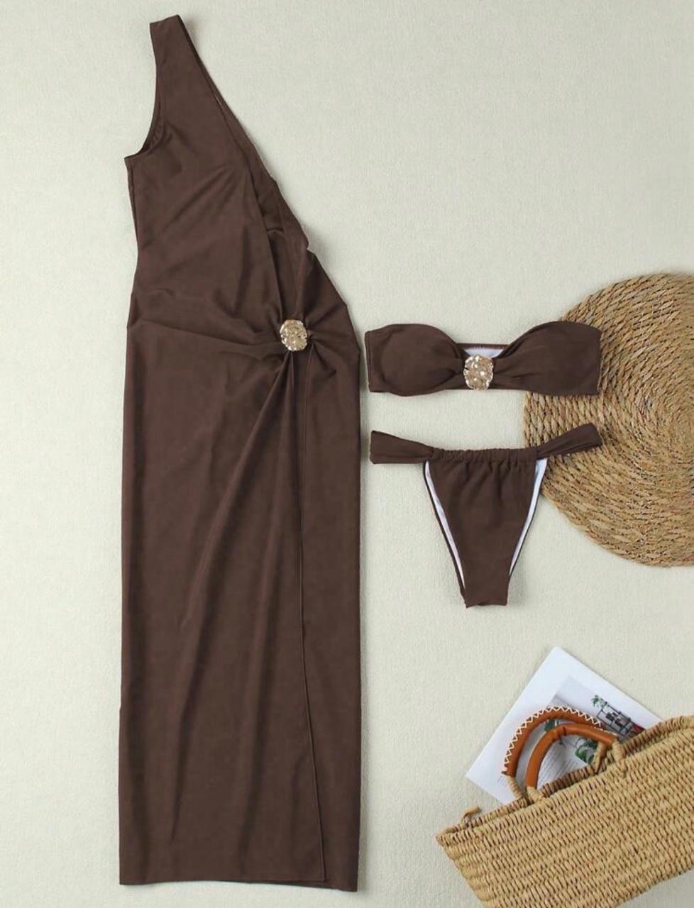 Traje de baño café completo 2 Traje de baño café completo
