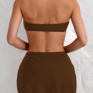 Traje de baño café strapless (3) Traje de baño café strapless