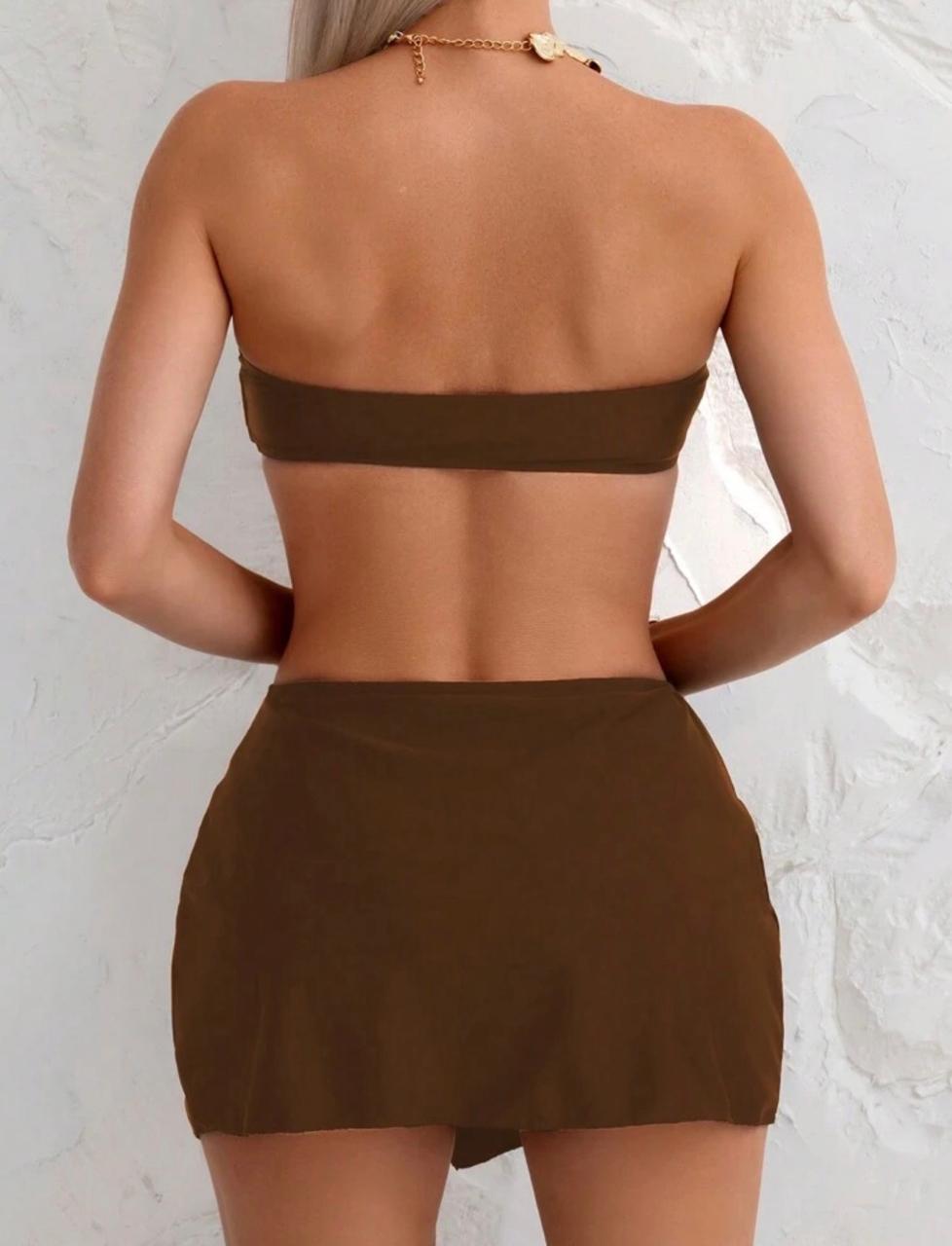 Traje de baño café strapless 2 Traje de baño café strapless