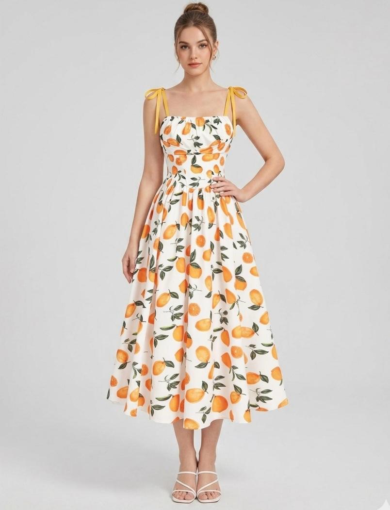 Vestido Largo Frutal Verano 1 Vestido Largo Frutal Verano