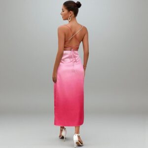Vestido Rosa Largo Con Tirantes