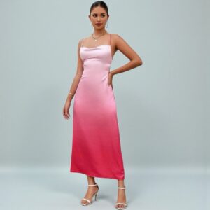 Vestido Rosa Largo Con Tirantes