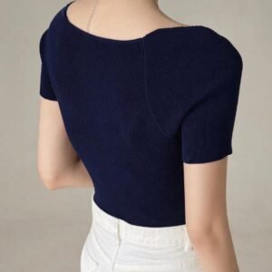 Blusa Azul Cuello Corazón