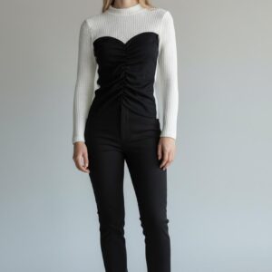 Blusa Bicolor Manga Larga