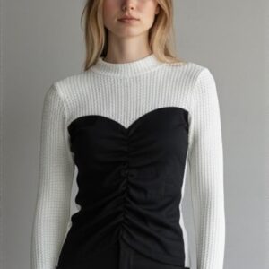 Blusa Bicolor Manga Larga