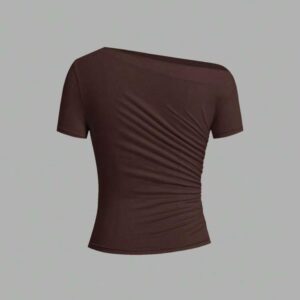 Blusa Café Manga Caida