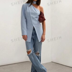 Blusa Larga Azul Claro