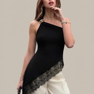 Blusa Negra Larga Una Manga