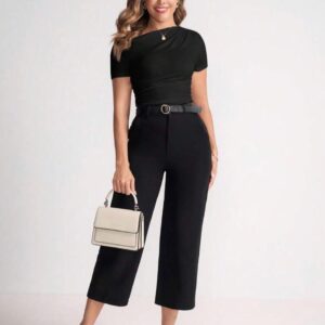 Blusa Negra Manga Caida