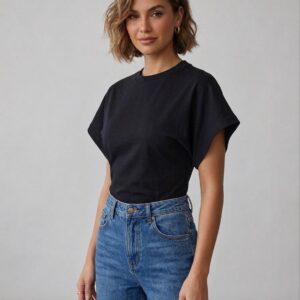 Blusa Negro Con Mangas Anchas