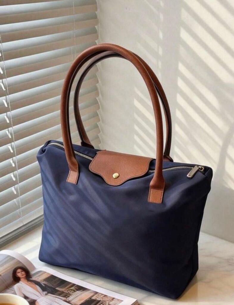 Bolso Azul Detalles Café