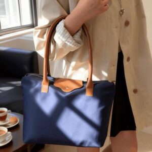 Bolso Azul Detalles Café