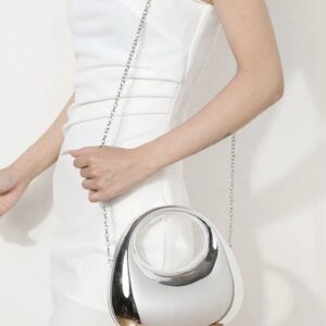Bolso Shoulder Plateado Redondo