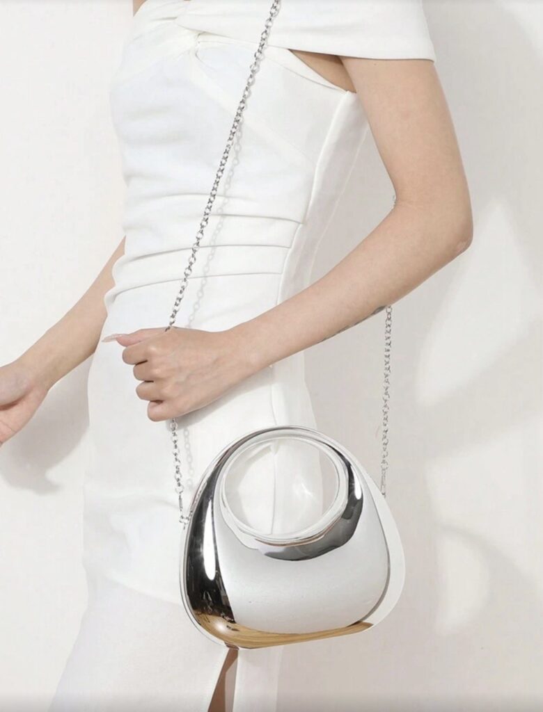 Bolso Shoulder Plateado Redondo