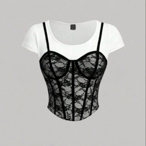 Top Blanco Con Encaje