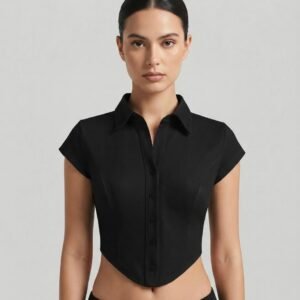 Top Negro Con Cuello